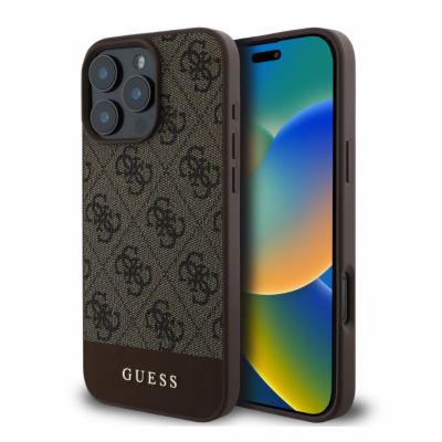 Guess PU 4G Stripe Zadní Kryt pro iPhone 16 Pro Brown Gue...