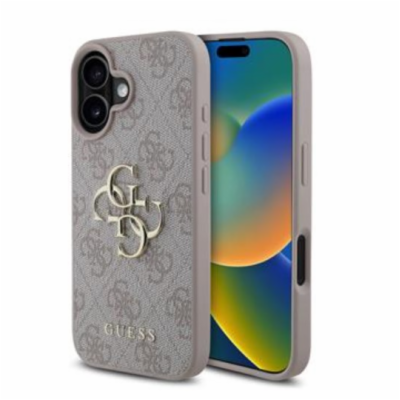 Guess PU 4G Metal Logo Zadní Kryt pro iPhone 16 Plus Pink...