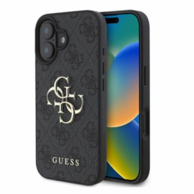 Guess PU 4G Metal Logo Zadní Kryt pro iPhone 16 Plus Grey...