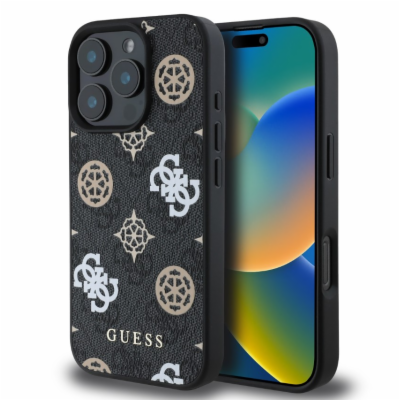 Guess PU 4G Peony MagSafe Zadní Kryt pro iPhone 16 Pro Bl...