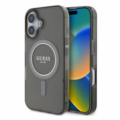 Guess IML Glitter Ring MagSafe Zadní Kryt pro iPhone 16 B...
