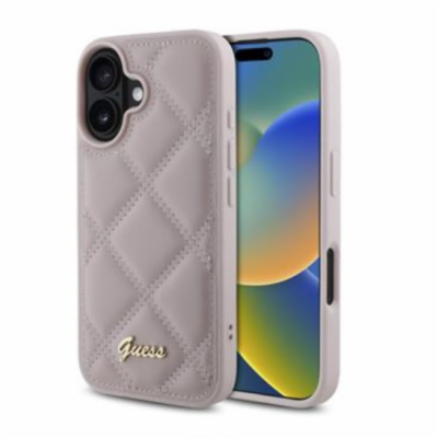 Guess PU Leather Quilted Zadní Kryt pro iPhone 16 Pink Gu...