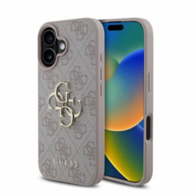 Guess PU 4G Metal Logo Zadní Kryt pro iPhone 16 Pink Prém...