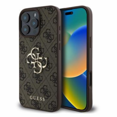 Guess PU 4G Metal Logo Zadní Kryt pro iPhone 16 Pro Brown...