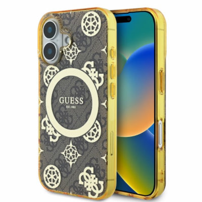 Guess IML 4G Peony MagSafe Zadní Kryt pro iPhone 16 Brown...