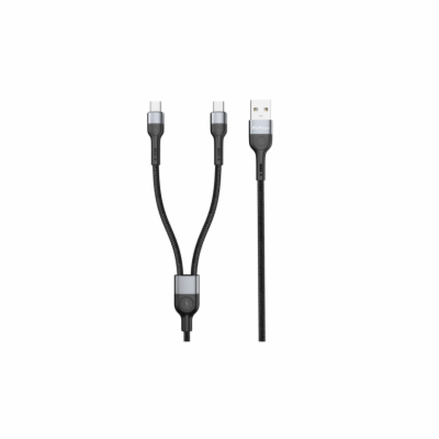 DeTech DE-52UCC datový kabel, 2v1, USB na 2x Type-C, 1.0m...