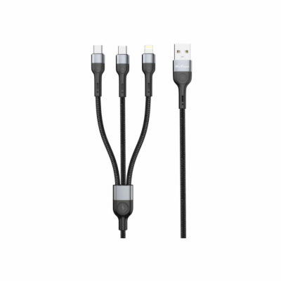 DeTech DE-52UCL datový kabel, 3v1, USB na 2x Type-C, Ligh...