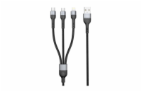 DeTech DE-52UCL datový kabel, 3v1, USB na 2x Type-C, Lightning, 1.0m - černá Univerzální 3v1 kabel DeTech DE-52UCL umožňuje nabíjení zařízení s konektory Type-C a Lightning z jednoho USB portu. Délka