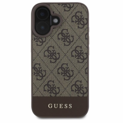 Guess PU 4G Stripe Zadní Kryt pro iPhone 16 Hnědá Stylový...