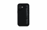 Karl Lagerfeld 3D Rubber Glitter Logo Zadní Kryt pro iPhone 16 Černá Luxusní zadní kryt Karl Lagerfeld pro iPhone spojuje elegantní vzhled s praktickou ochranou. Stylový doplněk pro každého milovníka