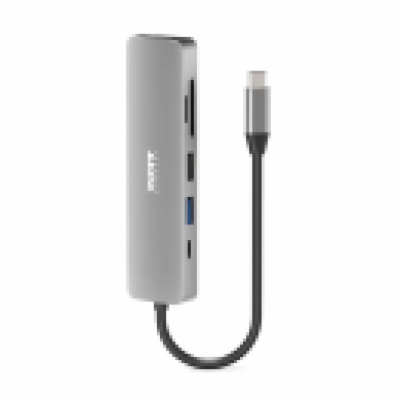PORT CONNECT USB-C 1× 4K dokovací stanice, 6v1, stříbrná