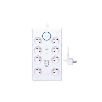 Přepěťová ochrana Solight, 8zás. USB A+C, 2m, bílá, 370J ...
