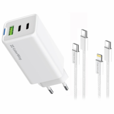 COLORWAY 2x USB-C, 1x USB-A/ síťová nabíječka/ GaN/ PD/ P...