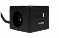 Nabíjecí stanice Huslog 12W 2xzásuvka, 2xUSB-C, 1xUSB černá