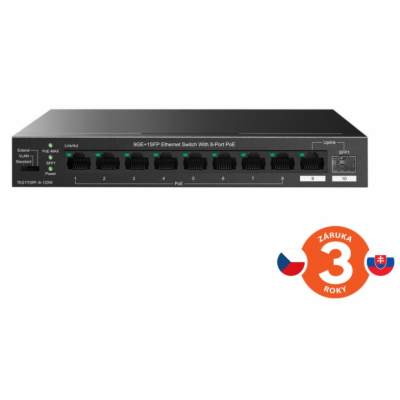 Tenda TEG1110PF-8-120W PoE+ AT switch 8xPoE 802.3af/at + ...