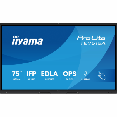 75" iiyama TE7515A-B1AG:IPS,4K,EDLA,NFC
