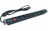 Conexpro 19" kombinovaný rozvodný panel 2x FR + 8x IEC C13, 16A, 1.4m, černý