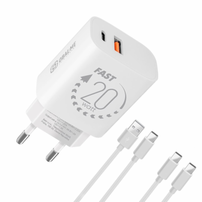 OBAL:ME Cestovní Nabíječka USB-A + USB-C 20W + 2x kabel 1...