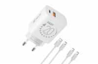 OBAL:ME Cestovní Nabíječka USB-A + USB-C 20W + 2x kabel 1m White