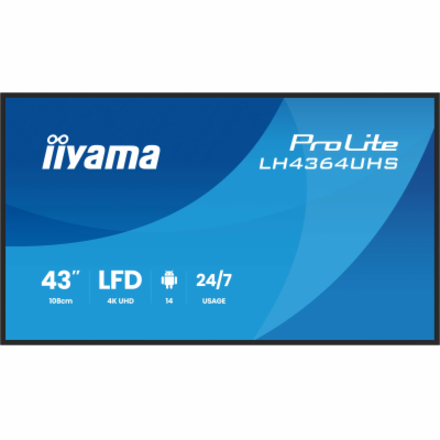 43" iiyama LH4364UHS-B1AG:VA,4K UHD,Android,24/7