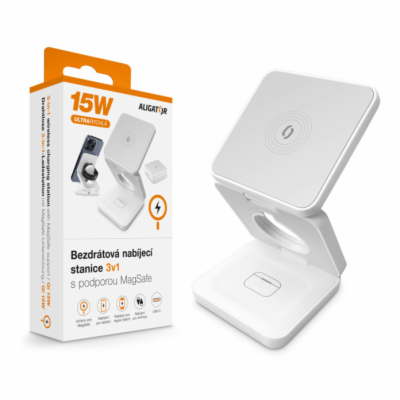 ALIGATOR bezdrátová nabíjecí stanice ALIGATOR 3v1 15W, bí...