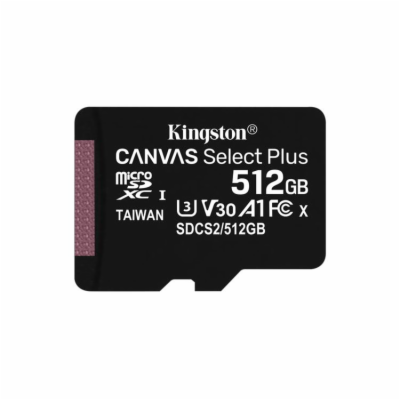 Kingston MicroSDXC karta 512GB Canvas Select Plus, U3, V3...