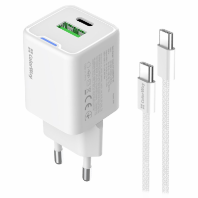 COLORWAY 1x USB-C/ 1x USB-A/ síťová nabíječka/ GaN/ PD/ P...