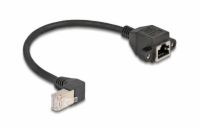 Delock Síťový prodlužovací kabel ze zástrčky S/FTP RJ45, pravoúhlý (90°), na integrovanou zásuvku RJ45, Cat.6A, 0,25 m, 