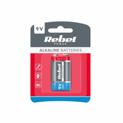 Baterie 6LR61 (9V) alkalická REBEL 1ks / blistr BAT0062B