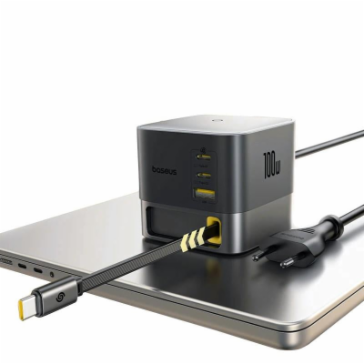 Nabíječka do sítě Baseus Super GaN 100W s navíjecím kabel...