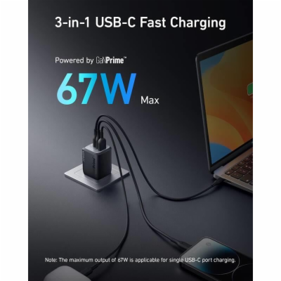 Nabíječka do sítě Anker Prime 67W, 2xUSB-C, 1xUSB-A černá