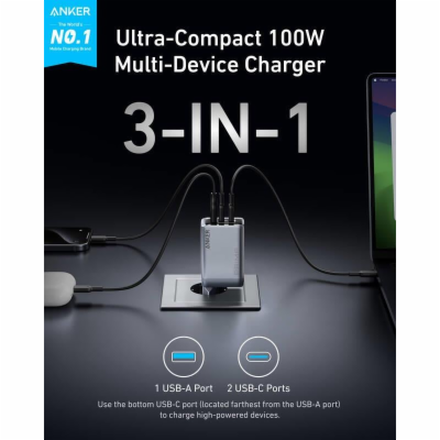 Nabíječka do sítě Anker Prime 100W, 2xUSB-C, 1xUSB-A stří...