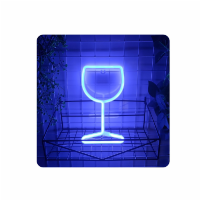 DeTech Dekorační LED světlo - modrá neonová sklenice na v...