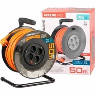 Strend Pro DG-FB04 buben 50m plast 4xzas. 3x1,5mm oranžov...