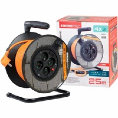 Strend Pro DG-FB04 buben 25m plast 4xzas. 3x1,5mm oranžov...