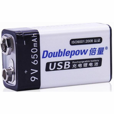 Baterie nabíjecí Li-Ion 9V 650mAh 6F22, Doublepow, napáje...