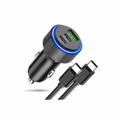 Tepow nabíječka do auta 2x USB-C + USB 66W Rychlá nabíječ...