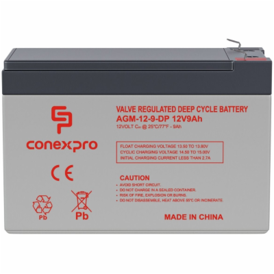 Conexpro baterie AGM 12V, 9Ah, životnost 10 let, Faston 6...