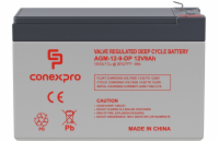 Conexpro baterie AGM 12V, 9Ah, životnost 10 let, Faston 6,3mm, Deep cycle