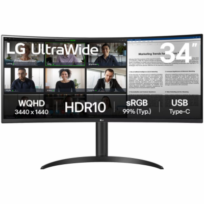 LG UltraWide/34WR55QK-B/34"/VA/wQHD/100Hz/5ms/Černá/2R