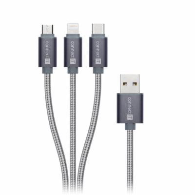 Connect IT Wirez Datový kabel 3v1, USB-C & Micro USB & Li...
