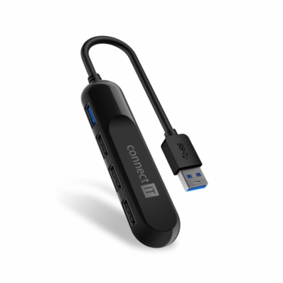 Connect IT USB-A hub USB 3.0, 4 porty - černá Kompaktní U...