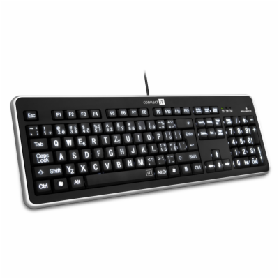 Connect IT LED bíle podsvícená klávesnice s velkým fontem...