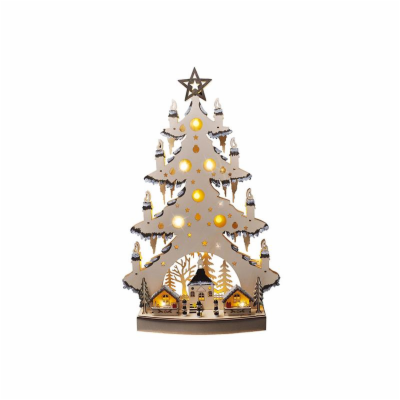 Solight LED dřevěný vánoční stromek s dekoracemi, 23x LED...