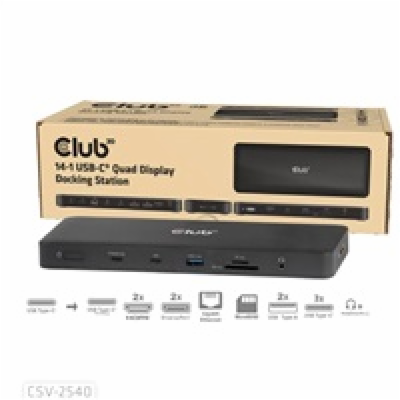 Club3D Dokovací stanice USB-C 14v1, 2xHDMI, 2xDP, 3xUSB-C...