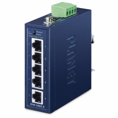 Planet ISW-500T-E kompaktní průmyslový switch, 5x 10/100B...