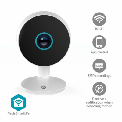 NEDIS IP kamera/ vnitřní/ Wi-Fi/ 3Mpix/ 1296p/ Onvif/ det...