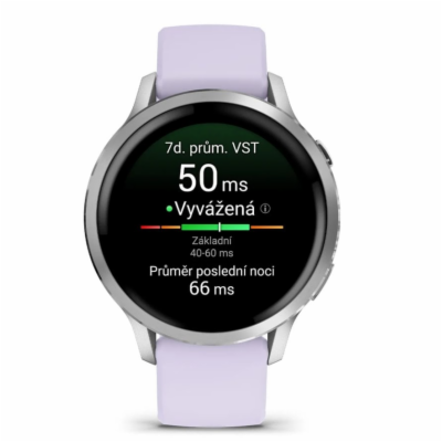 Garmin Venu 4 41mm, Silver / Periwinkle silikonový řemínek
