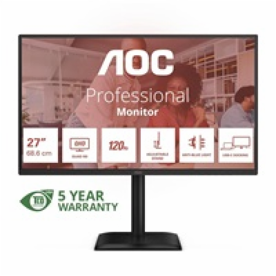 AOC MT 27" Q27E4CV - 2560x1440,IPS,120Hz,1xHDMI,1xDP,1xDP...