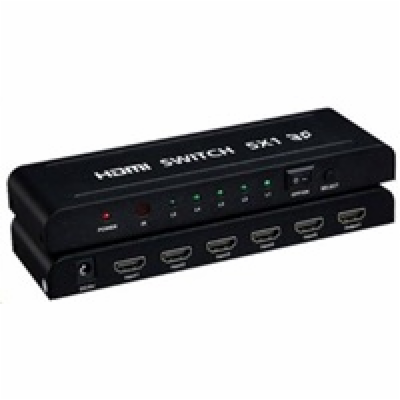 PREMIUMCORD HDMI switch 5:1 kovový s dálkovým ovladačem a...